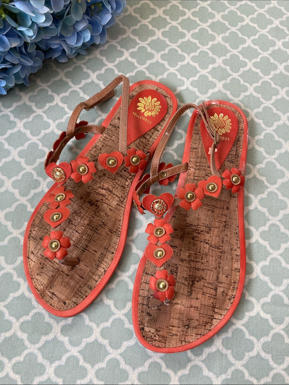 YellowBox Coral Floral Leather Honeysuckle Sandal